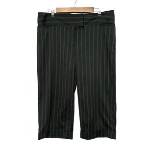 Bogari Silk Blend Black Pinstripe Wide Leg Cropped Pants Business Casual Size 14